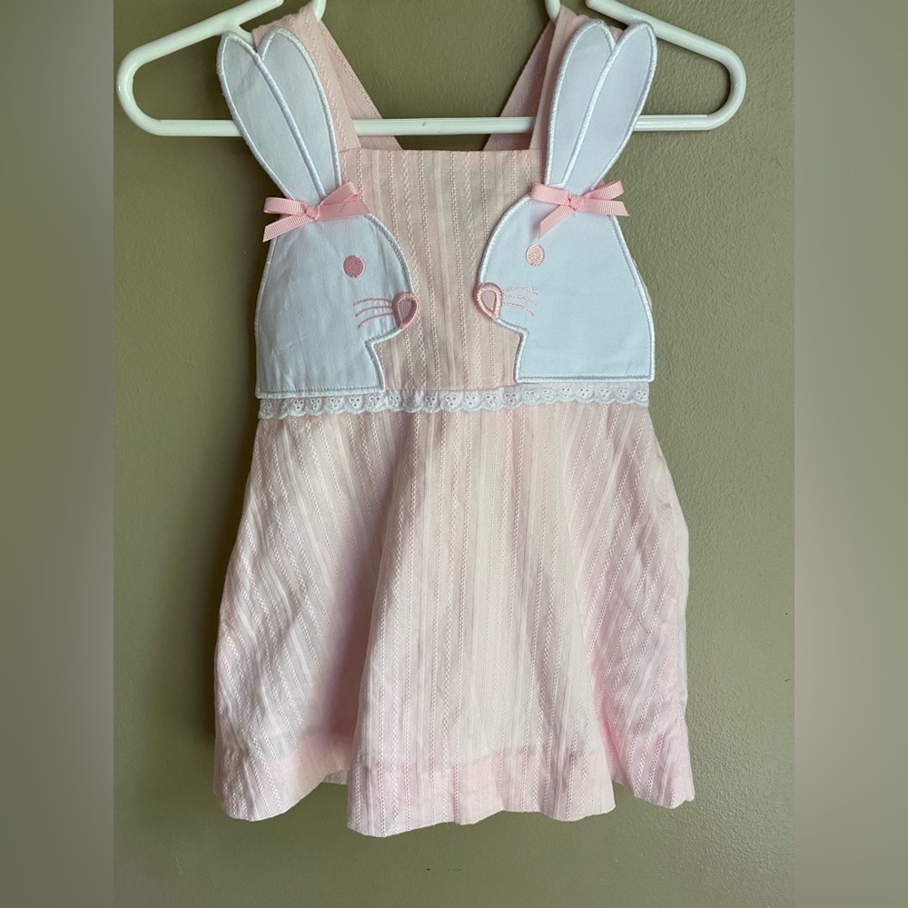 Little Bears Smocked Pink Bunny Dress